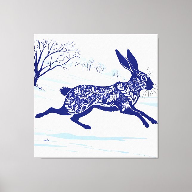 Mystical Hare : Whimsical Hare In The Snow Canvas Print (Front)