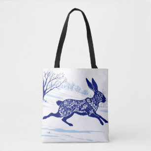 Mystical Hare : Whimsical Hare In The Snow Tote Bag
