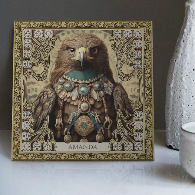 Mystical Hawk Spirit Animal Personalised Tribal Tile (Creator Uploaded)