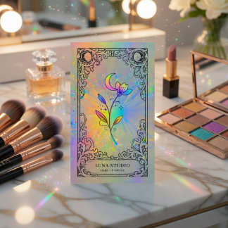 Mystical Holographic Tarot Beauty Branding Business Card
