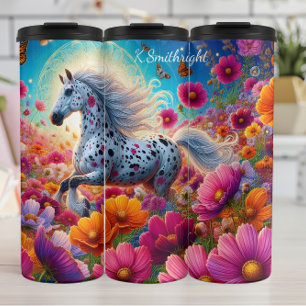 Mystical Horse Blooming Flower Garden Thermal Tumbler