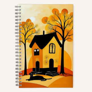 Mystical House with Black Cat Notebook