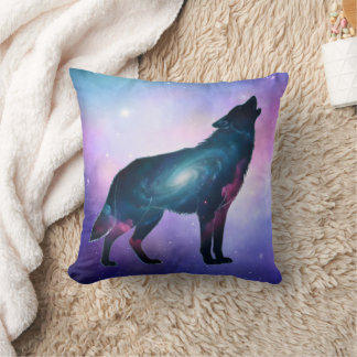 Mystical Howling Wolf Silhouette Cushion