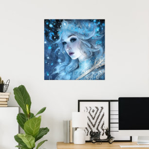 Mystical Ice Queen - Fantasy Winter Goddess Art  Poster