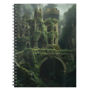 Mystical image of a castle covered in moss notebook