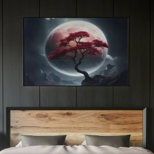 Mystical Japanese Style Pink Tree Poster