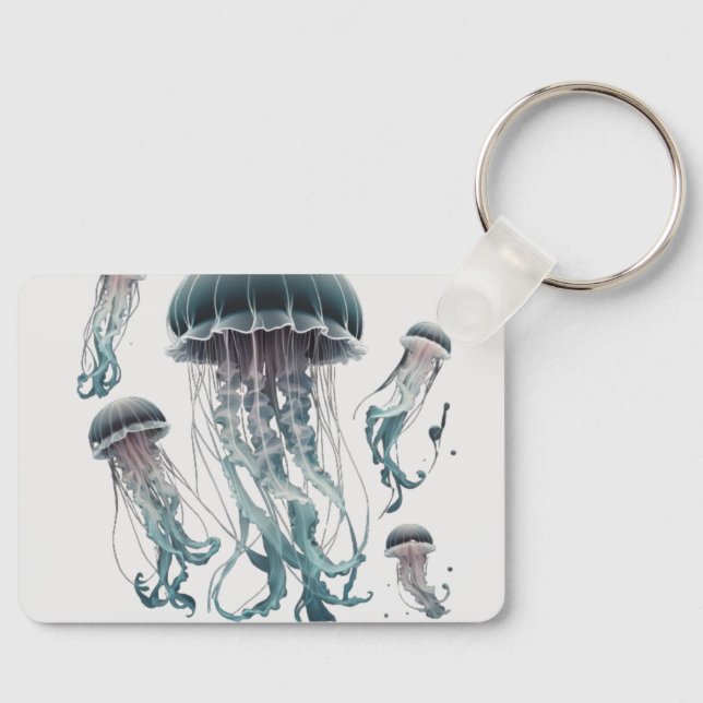Mystical Jellyfish: Underwater Elegance T-Shirt Key Ring (Front)