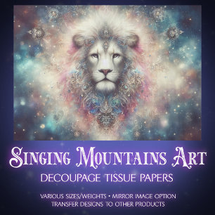 Mystical Jewelled Lion and Stars Decoupage Tissue Paper