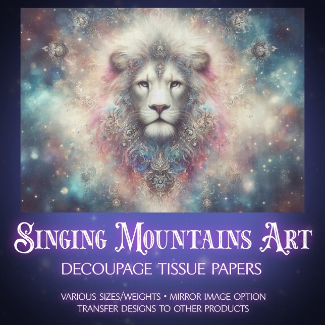 Mystical Jewelled Lion and Stars Decoupage Tissue Paper (Creator Uploaded)