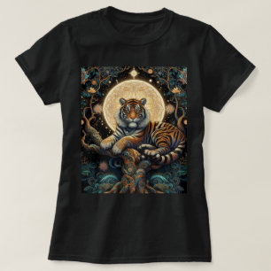 Mystical Jungle Cat Tiger Black T-Shirt
