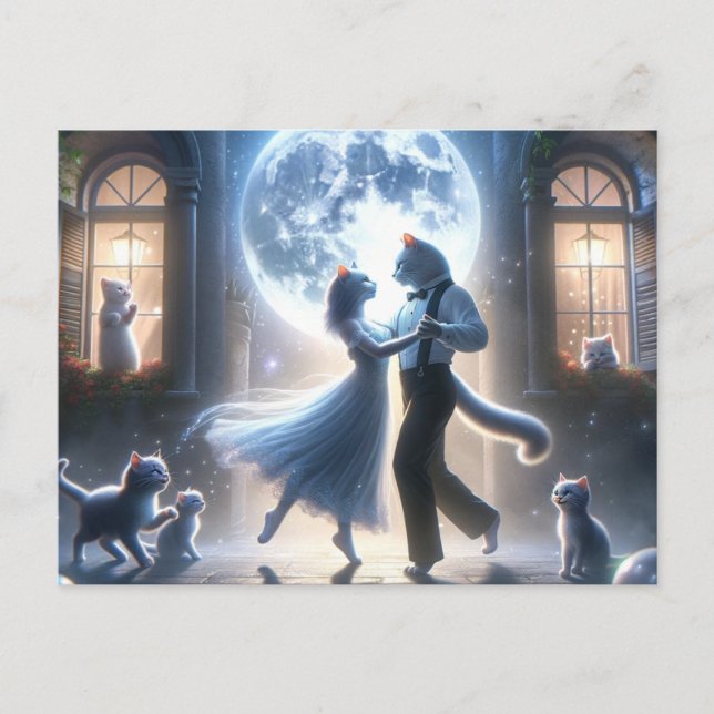 Mystical Kitty Dancing Postcard (Front)