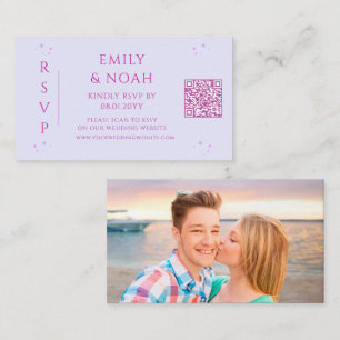 Mystical Lavender Pink Budget QR Code RSVP Photo Enclosure Card