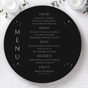 Mystical Lavender Pink Sun Moon Space Wedding Menu