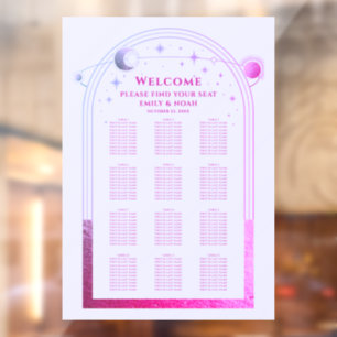 Mystical Lavender Pink Sun Moon Stars Wedding Window Cling