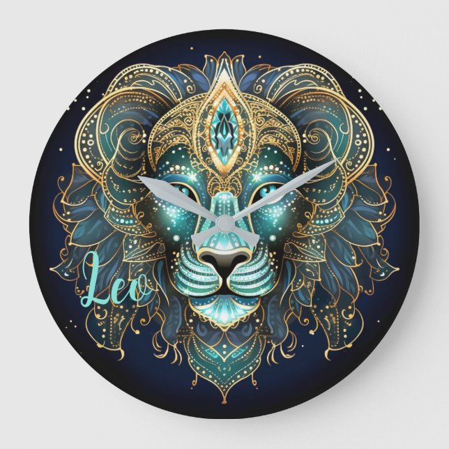 Mystical Leo Zodiac Artwork  Large Clock (Front)