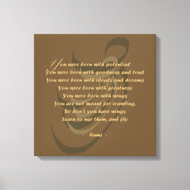 Mystical Letters Rumi Wisdom Canvas Print (Front)