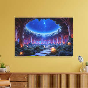 Mystical levitating trees in a surreal garden  canvas print