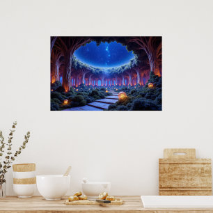 Mystical levitating trees in a surreal garden  poster