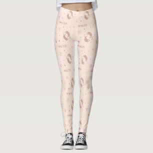 Mystical Libra Zodiac Pattern in Brown & Burgundy Leggings