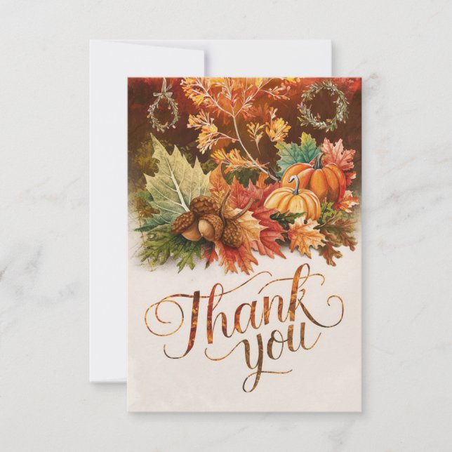 Mystical Little Autumn Fall Thank You Card (Front)