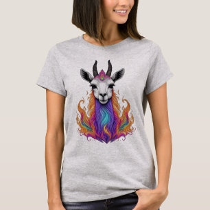 Mystical Llama Blaze: Symphony of Colours T-Shirt