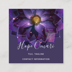 Mystical Lotus Flower Mandala   New Age Square Business Card