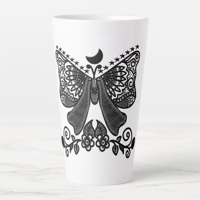 Mystical Luna Moth | Celestial Gothic Insect Art | Latte Mug (Front)