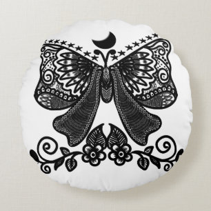 Mystical Luna Moth Celestial Gothic Insect Art Round Cushion