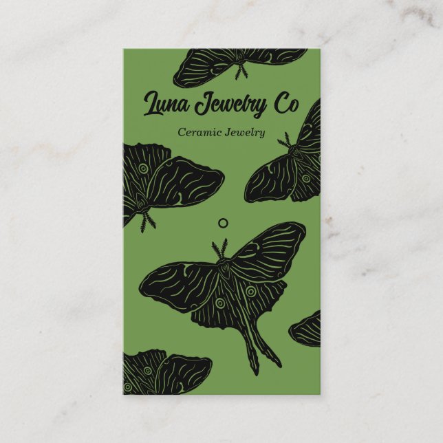 Mystical Luna Moth Jewellery Pin Business Card (Front)