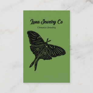 Mystical Luna Moth Jewelry Pin Business Card Green