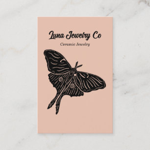 Mystical Luna Moth Jewelry Pin Business Card Peach