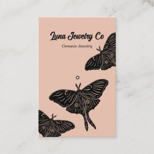 Mystical Luna Moth Jewelry Pin Business Card Peach