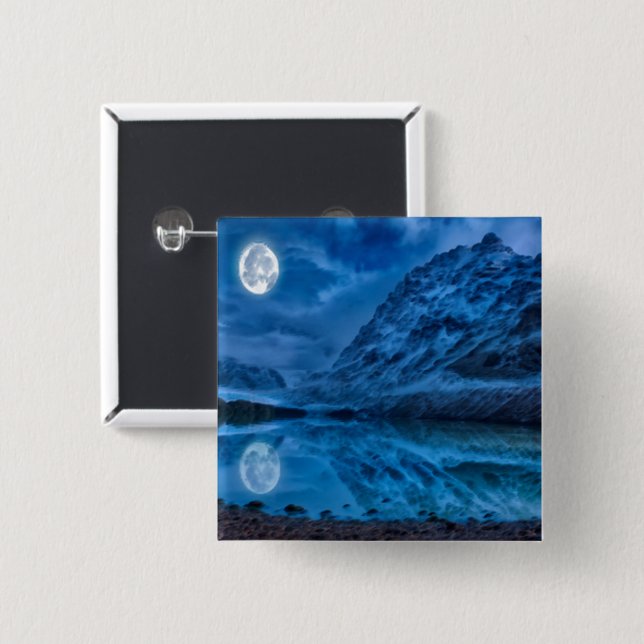 Mystical lunar midnight 15 cm square badge (Front & Back)