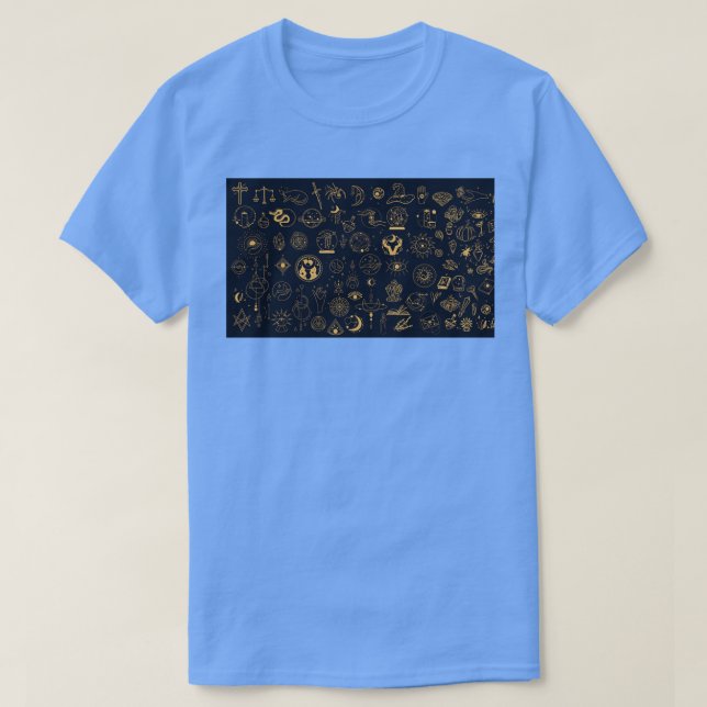 Mystical Magic and Esoteric Elements Pattern  T-Shirt (Design Front)