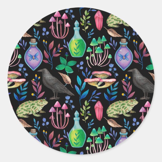 Mystical Magic and Witchcraft Nature Elements  Classic Round Sticker (Front)