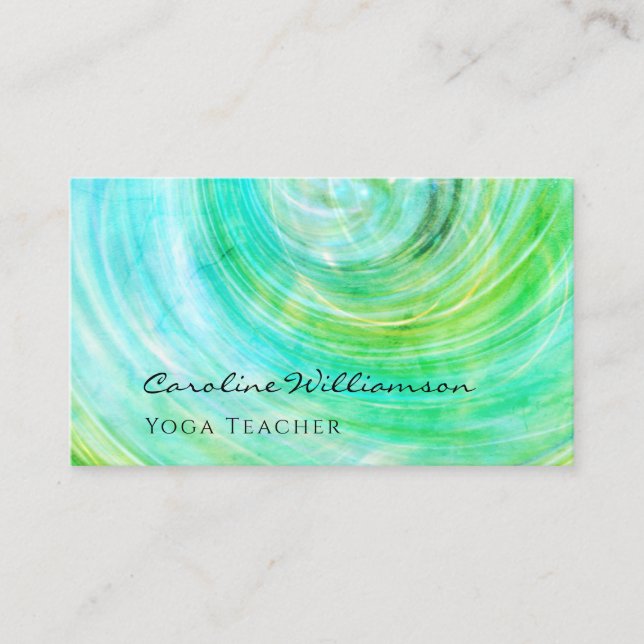 Mystical Magic Green Yoga Teacher Business Card (Front)