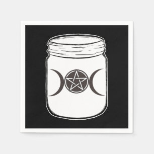 Mystical Magic Moons Mason Jar Halloween Party Napkin