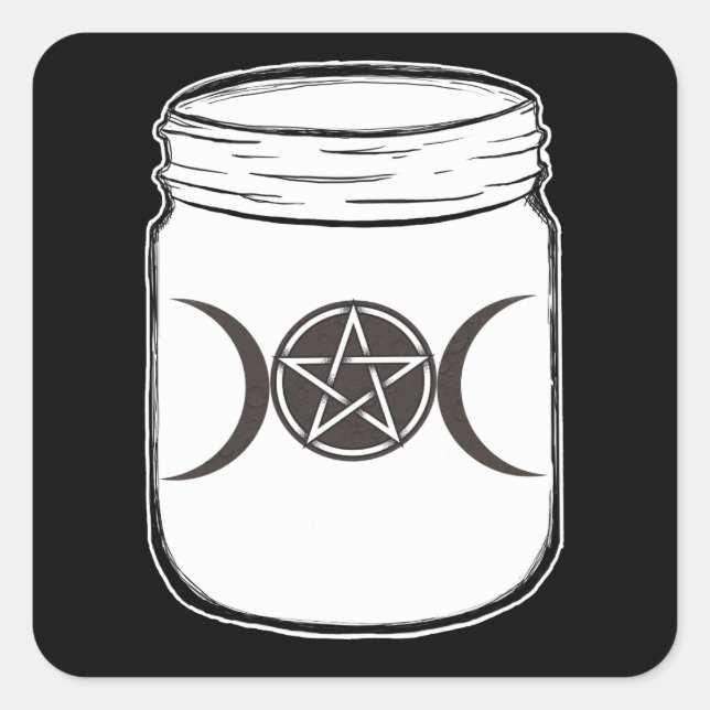 Mystical Magic Moons Mason Jar Halloween Party Square Sticker (Front)