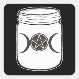 Mystical Magic Moons Mason Jar Halloween Party Square Sticker