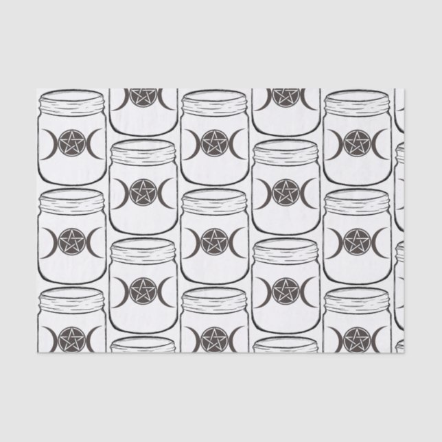Mystical Magic Moons Mason Jar Halloween Party Tissue Paper (Front)