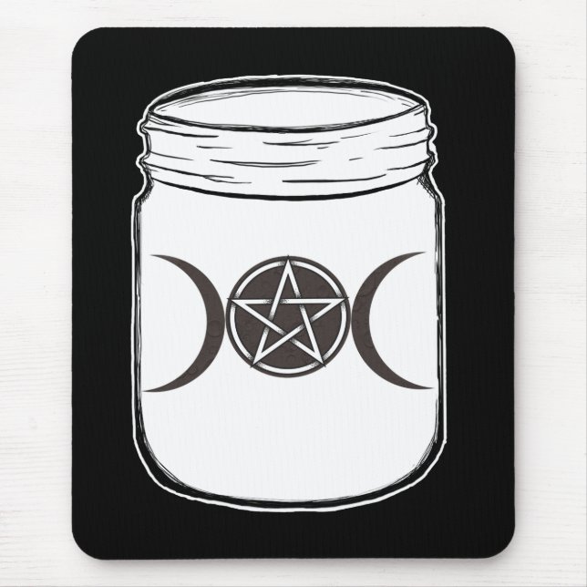 Mystical Magic Moons Triple Goddess Mason Jar Mouse Mat (Front)