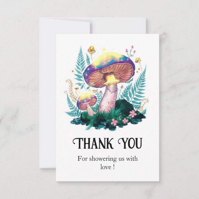 Mystical Magical Mushroom Baby Shower Thank You Card (Front)