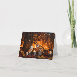 Mystical Magical Owls Candles Fall Blank Note Card