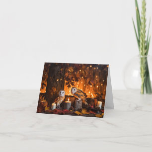 Mystical Magical Owls Candles Fall Blank Note Card