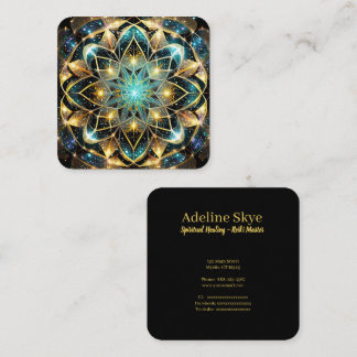 mystical mandala design in vibrant colours square business card