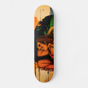 Mystical Mayan God Tribal Art Skateboard