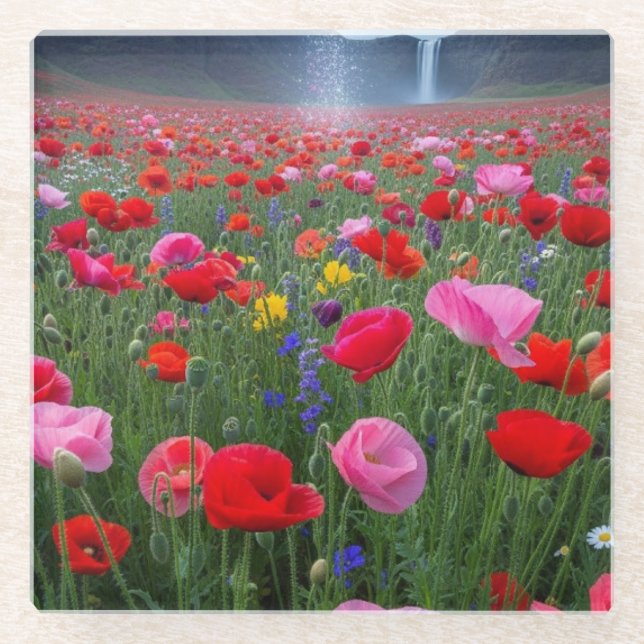Mystical Meadow of Colours Glass Coaster (Front)