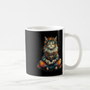 Mystical Meditating Cat - Boho Zen Artwork - Yoga Coffee Mug