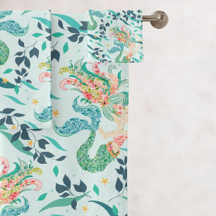 Mystical Mermaid Pattern Bath Towel Set