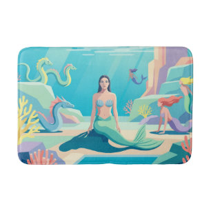 Mystical Mermaid & Sea Dragon Undersea World  Bath Mat